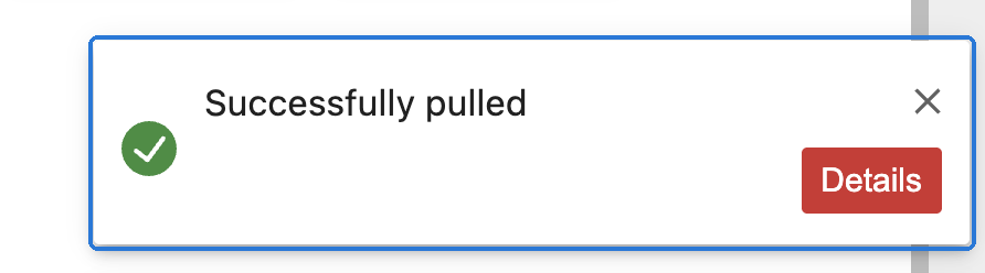 A Successfully pulled message in JupyterHub.