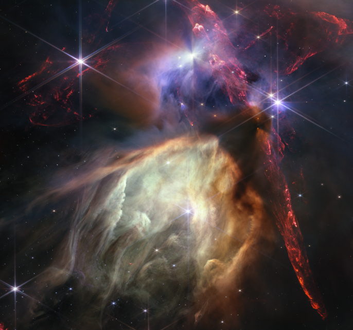 The James Webb Space Telescope’s NIRCam image of the Rho Ophiuchi molecular cloud complex.